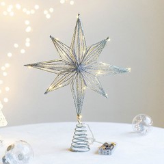 LED Tree Topper Star Christmas Decorations Top Xmas Star Light Up Glitter GiftAE