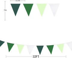 32Ft Gradient Green Banner Party Decorations Green Triangle Flag Fabric Banner P