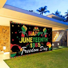 Large 71″ X 43″ Juneteenth Backdrop, Happy Juneteenth Decorations Banner, June..