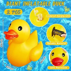2 Pack 4 Feet Giant Inflatable Duck Huge Rubber Duck Large Blow up Pool Float…