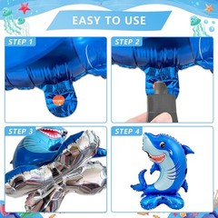 7 Pcs Ocean Animal Balloons – Standing Turtle Seahorse Dolphin Shark Crab Lob…