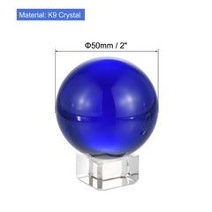 1Set 50mm/2″ K9 Crystal Ball Decorative Ball w Box and Crystal Stand Dark Blue