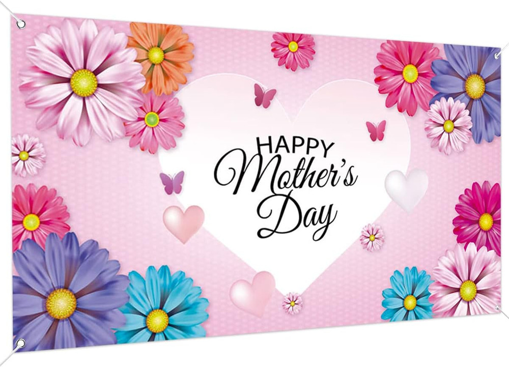 Happy Mothers Day Backdrop Banner 78 X 43 Inch Large Size Mothers Day Banner Bac