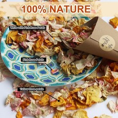 2.5 QT 30 Cups Mix Real Dried White Pink Yellow Rose Flower Petal Confetti