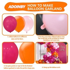 Pink and Orange Balloon Arch Kit, 161Pcs Hot Pink Orange Metallic Gold Latex …