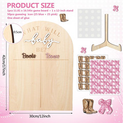 Boots or Bows Gender Reveal Decorations Baby Shower Wooden Voting Board with Sta