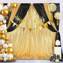 QueenDream Gold Sequin Backdrop Curtain Party Decorations: 10ft x 10ft Glitter B