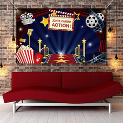 Movie Theme Party Backdrop Banner Photo Booth Background 72.8×43.3 Inch