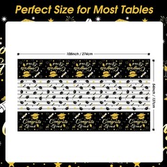Graduation Tablecloth Party Decorations 2026, 3 Pack Thick Black and Gold 54″x10