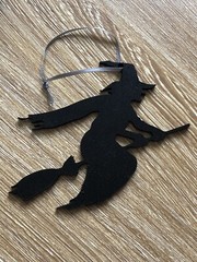 Halloween Hanging decoration Black Witch Laser Cut Painted Plywood. With Ribbon.