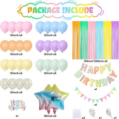 Pastel Birthday Decorations for Girls, Macaron Rainbow Pastel Color Balloons Reu