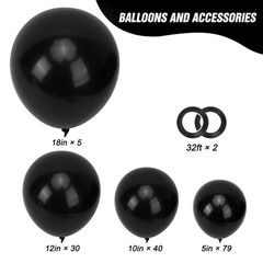 154pcs Black Balloons Different Sizes 18 12 10 5 Inches for Garland Arch Kit,…