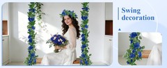 5 Pack Artificial Royal Blue Rose Vines Floral Garlands Total 32.5 Ft Fake Vine
