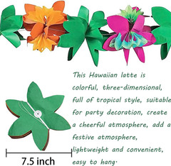 3PCS Tropical Flower Garland, 9.8ft Multicolor Tissue Paper Hibiscus Banner for