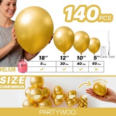 Gold Balloons 140pcs Different Sizes of 18 12 10 5 Inch Gold Balloon Arch Kit…