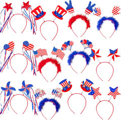 12 Pack Patriotic Headbands Red White Blue Party Hair Accessories for Events