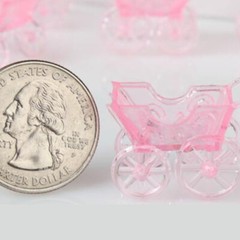 288 Clear Pink Plastic Baby Buggies – Baby Shower Favors, Cake Decorations