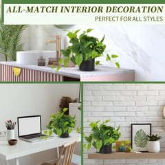 JPSOR Artificial Indoor Plants for Home Decor, 12 inches B-black Ceramic Pot
