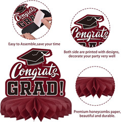 9PCS Graduation Party Decorations Class of 2026 Congrats Grad Table Centerpiece