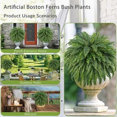 FOREST PRINCE 50″ Artificial Boston Ferns, Fake Bush 1 Pcs, 1 Pcs