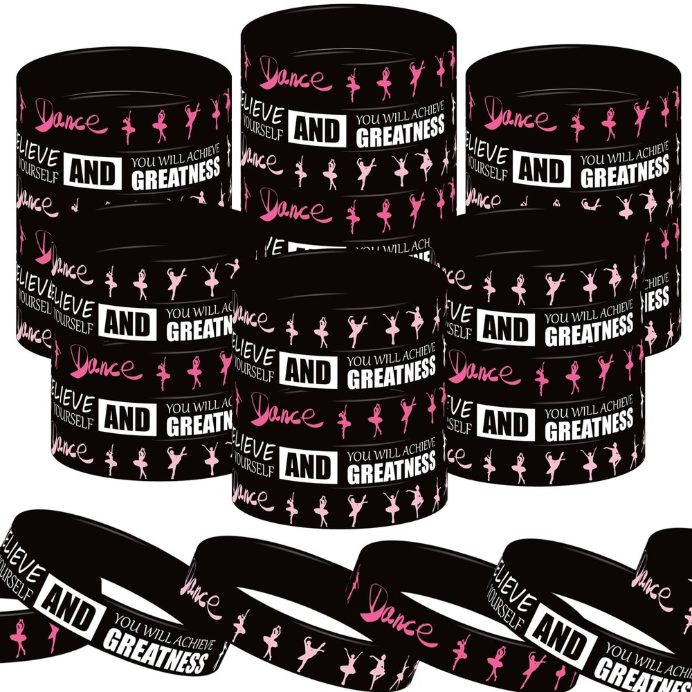 48 Pieces Ballet Party Wristbands Rubber Bracelets – Ballet Dance Birthday Pa…