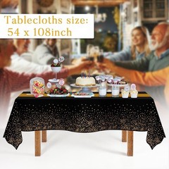 3 Pack Graduation Tablecloth Black Gold 54×108 inch Disposable Party Decorations
