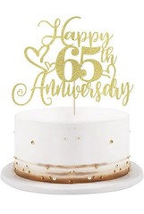 Happy 65th Birthday *Cake Topper* Cake Décor*Gold*