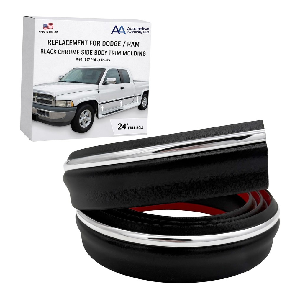 Black Chrome Side Body Trim Molding Compatible with 1994-1997 Full Roll – 24 ft