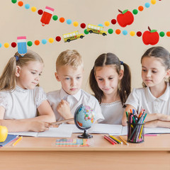 Back to School Felt Banner Cute 3D Garland Classroom Hanging Decor | Back to Sch