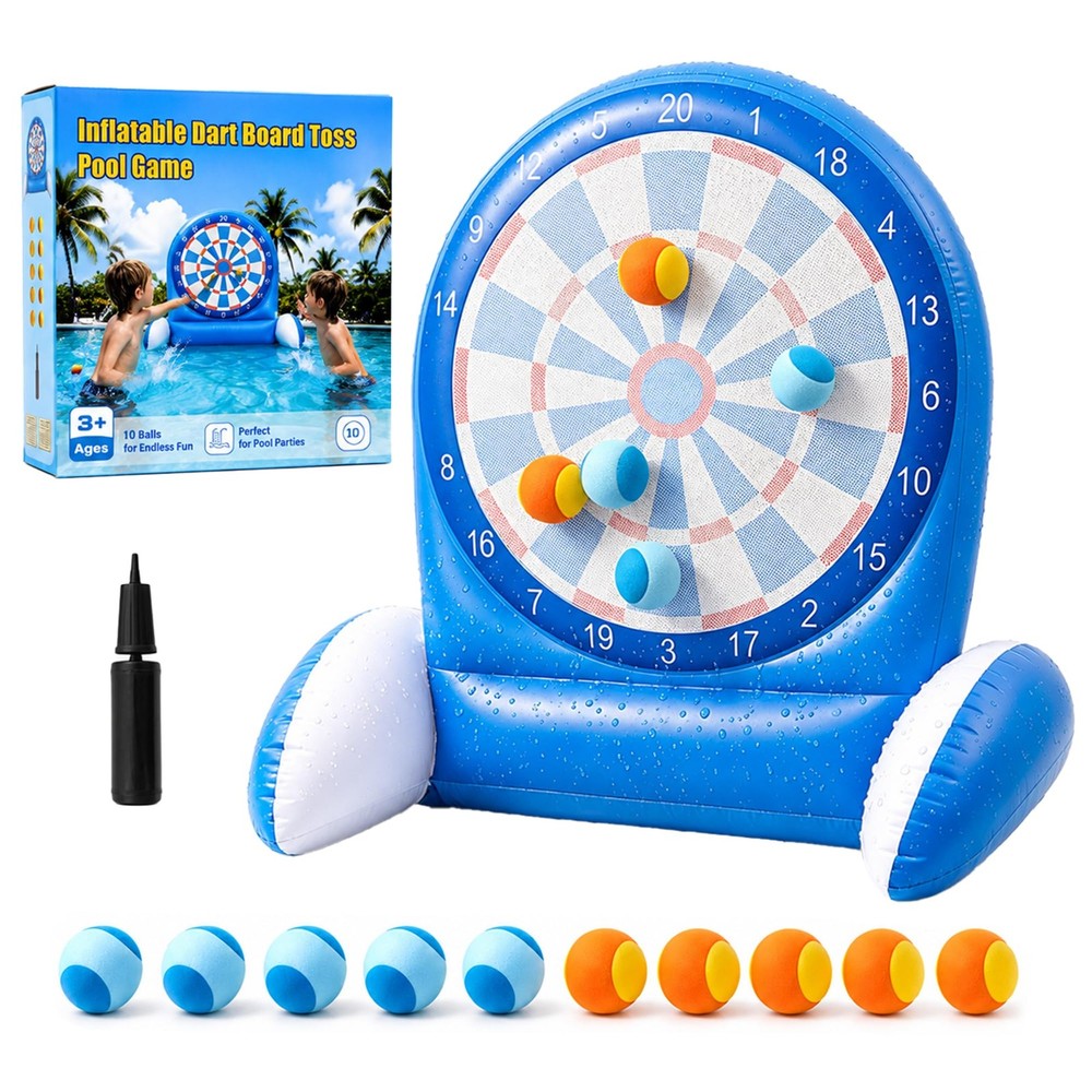 Inflatable Dart Board Water Game for Kids Pool Toys with Sticky Balls, Safe …