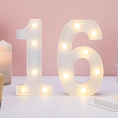Decorative Led Light Up Numbers, 16th Birthday Decorations White
