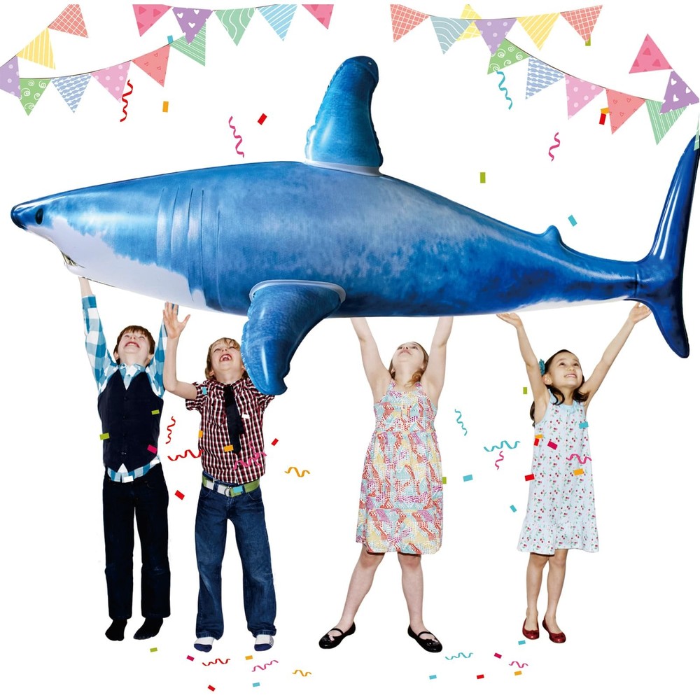 Extra Large Inflatable Shark Pool Toy,79inch Shark Pool Birthday Party Decora…
