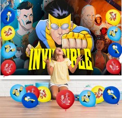 Invincible Party Supplies Set Balloons Cake Toppers Banner Birthday Decor
