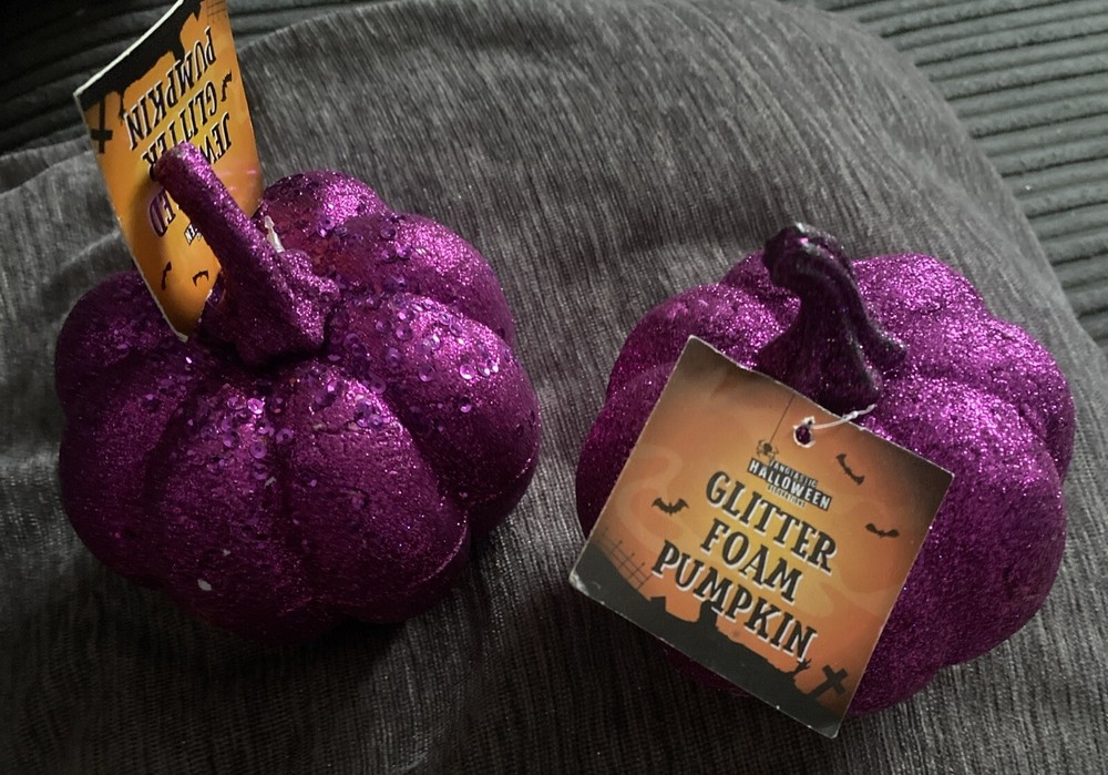 Glitter Foam Pumpkins Purple X2
