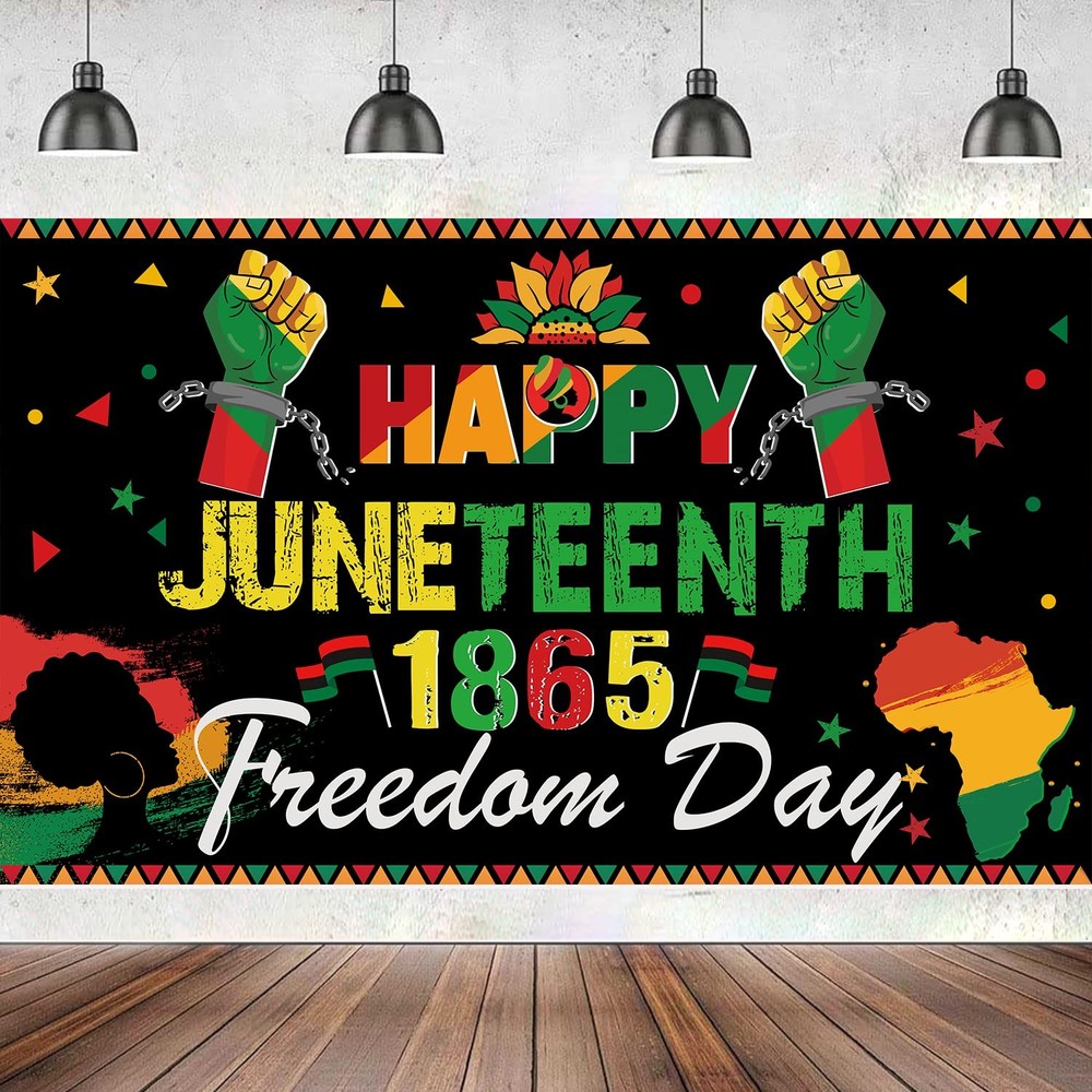 Large 71″ X 43″ Juneteenth Backdrop, Happy Juneteenth Decorations Banner, June..