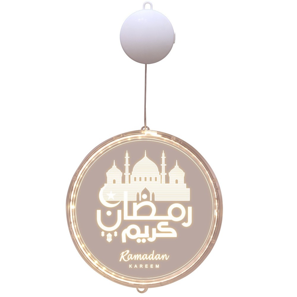 Ramadan Eid Decoration Mubarak Wood Ornament Hanging Lamp Pendant For Home Decor