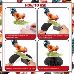 8 Pieces Rooster Honeycomb Centerpieces for Tables – Chicken Farm Theme Birth…