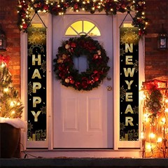 Happy New Year Black Gold Decorations – 71×12 inches,