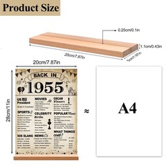 Vintage 1955 Poster Sign, 70th Birthday Party Decor, Acrylic Stand, Beige