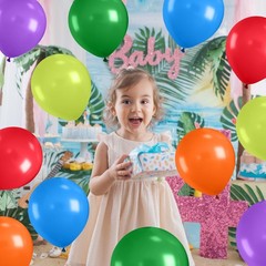 Green Purple Balloons Set, 50 Pcs Colorful Balloon, 12 Inch Red Orange Blue L