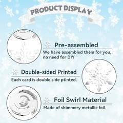 20 Pcs Winter Snowflake Hanging Swirls Decorations – Snowflake White Silver