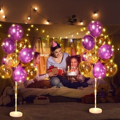 2 Set Floor Balloon Column Stand Kit with 40 Balloons Light Balloon Tower Kit…