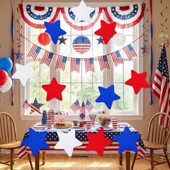 12 Pack 14 Inches Large Red White Blue Stars Patriotic Decorations Giant Felt St
