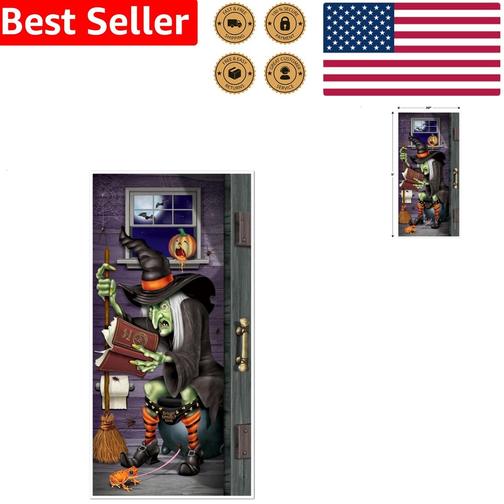 Reusable Witch Restroom Door Cover Party Accessory Plastic All-Weather