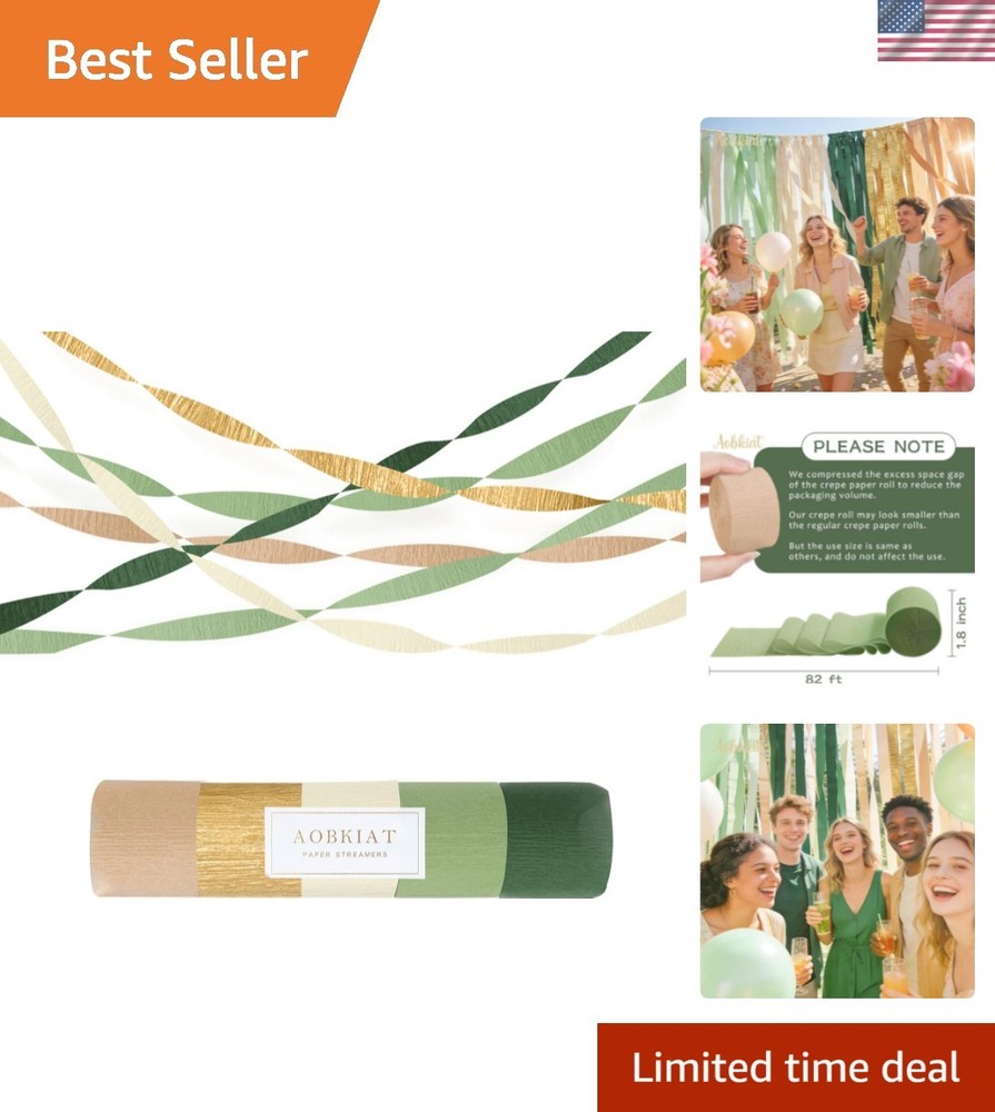 Wedding Party Decorations, 5 Rolls Olive Green Khaki Crepe Paper Streamers fo…