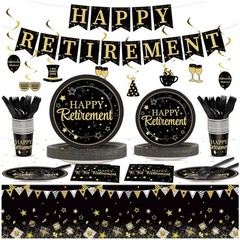 Black Gold Retirement Decorations Kit 184pcs