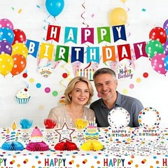 Colorful Dots Party Decorations,155pcs Happy Birthday Themed Party Decorations