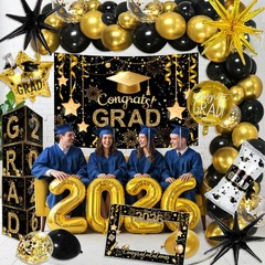 2026 Graduation Decorations Class of 2026 Black and Gold