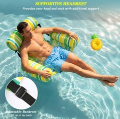 Pool Chair Float Adult Inflatable Floating Chair Fabric Covered Water Float S…
