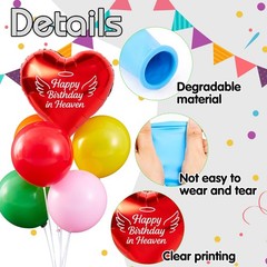 2 Sets Happy in Heaven Decoration Kit, Heart Balloon with Stand and 12 Latex …